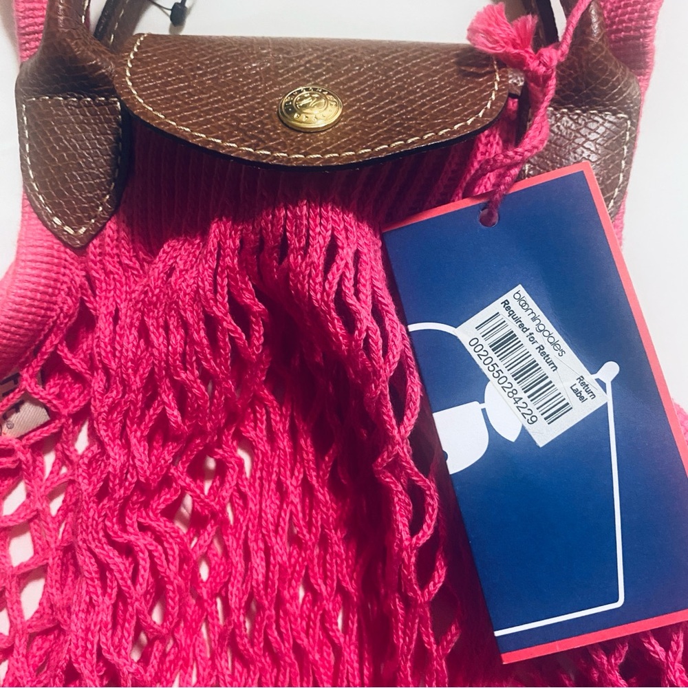 NWT Longchamp Le Pliage Filet Knit L Mesh Bag in Candy Pink - Picture 13 of 16